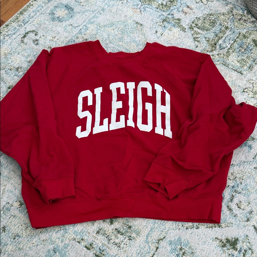 Old Navy Red Sweatshirt with White 'Sleigh' Print